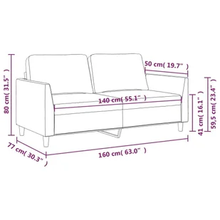 2-osobowa sofa, kremowy, 140 cm, sztuczna skóra - Sofy i kanapy - miniaturka - grafika 9
