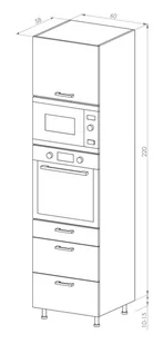 Bari Plus Słupek Wysoki Pod Zabudowę Piekarnika/Mikrofalówki Dpps3-60-38-220_Blum Hk-Xs Dąb Kamienny - Meble kuchenne - miniaturka - grafika 1