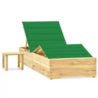 Leżaki ogrodowe - Regulowany leżak w zestawie z poduszką i stolikiem zielony - Mitros - miniaturka - grafika 1