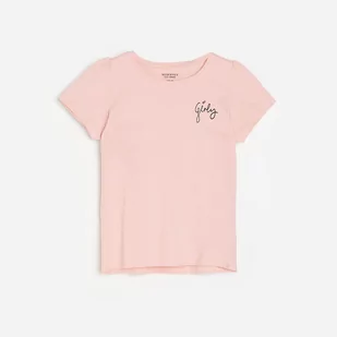 Reserved Reserved - Bawełniany t-shirt z napisem - Różowy - Koszulki dla dziewczynek - miniaturka - grafika 1