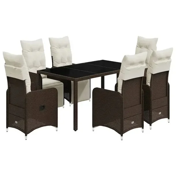 Zestaw Mebli Ogrodowych Bistro z Rattanu PE, Stół 150x90x75 cm, Krzesła