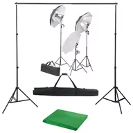 Lampy studyjne - vidaXL Lampa studyjna Fotograficzny zestaw studyjny z lampami i tłem 3055117 - miniaturka - grafika 1