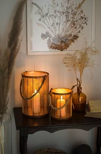 Lampion ogrodowy indyjski 29 x 20 x 20 cm GOLD M metalowy miedziany - Pozostałe ozdoby ogrodowe - miniaturka - grafika 1