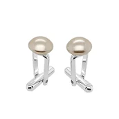 Spinki do mankietów i krawatów - Spinki do mankietów Swarovski kremowa perła (S1528) Srebro [925] - miniaturka - grafika 1