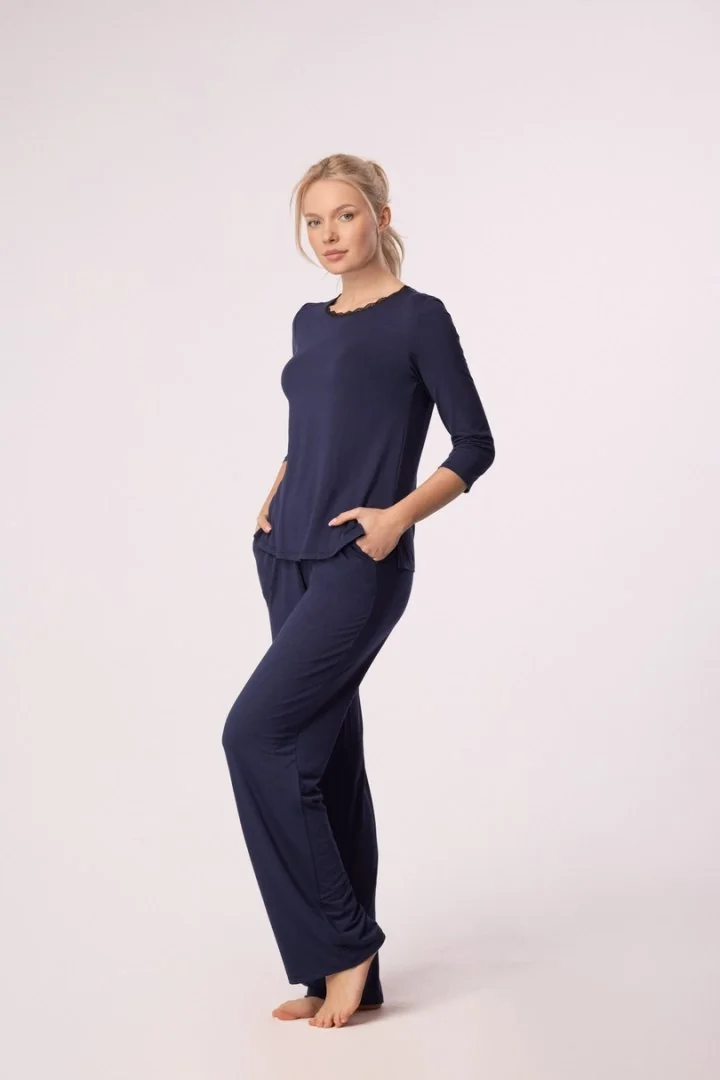 BLUZKA MARGOT 3/4 GRANAT - GRANATOWY, XL MEFEMI