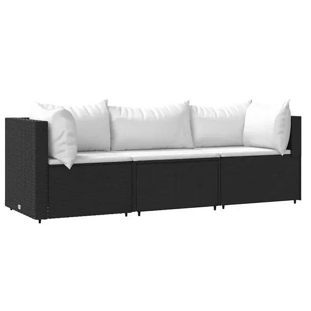Modny zestaw wypoczynkowy do ogrodu, czarny, rattan PE, wymiary: 63x63x57,5