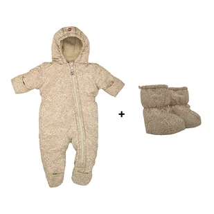 Lodger Zestaw kombinezon zimowy beżowy Taslon Birch, rozm. 80 + buciki beżowe - ubranko - Dresy i komplety dla chłopców - miniaturka - grafika 1