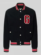 Kurtki męskie - Kurtka baseballowa ze sztruksu z detalem z logo - miniaturka - grafika 1