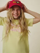 Koszulki dla dziewczynek - 4F T-shirt regular z nadrukiem dziewczęcy - żółty 158 (12-13 lat) - miniaturka - grafika 1