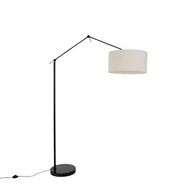 Lampy stojące - QAZQA Lampa podłogowa czarna z kloszem jasnoszarym regulowanym 50 cm - Editor - miniaturka - grafika 1