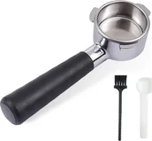 Zestawy sztućców - nagi portafiltr bez dna 54 mm, w zestawie koszyk na filtr, 3 uszy, części zamienne ze stali nierdzewnej, koszyk, uchwyt portafiltra ze szczoteczką do czyszczenia, łyżeczka, kompatybilny z ekspresami Breville 450?820?840?870?875?878?879?880 - miniaturka - grafika 1