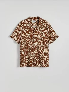 Reserved - Wzorzysta koszula comfort fit - ciemnobrązowy - Koszule męskie - miniaturka - grafika 1