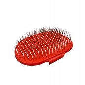 Szczotki i furminatory - Szczotka zgrzebło gumowa czerwona dla psa i kota - miniaturka - grafika 1