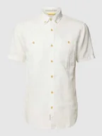 Koszule męskie - Koszula casualowa z mieszanki lnu i bawełny z kołnierzykiem typu button down - miniaturka - grafika 1