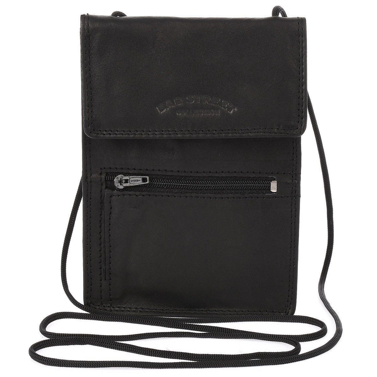 Czarna Saszetka Etui Paszportówka Skóra Naturalna Na Szyję D78