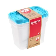Pojemniki kuchenne - Zestaw 3 prostokątnych pojemników na żywność 1 l niebieski fredo "fresh" 15,5 x 10,5 x 11,5 cm keeeper - miniaturka - grafika 1