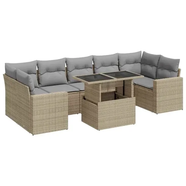 Zestaw wypoczynkowy z rattanu PE beżowy, wymiary: 55x62x69 cm, 62x62x69 cm