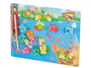 Puzzle drewiane magnetyczne łowienie rybek cyferki KX5953 - Układanki dla dzieci - miniaturka - grafika 1