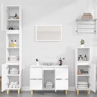 Meble łazienkowe - vidaXL 3-cz. zestaw mebli łazienkowych, biały, materiał drewnopochodny - miniaturka - grafika 1