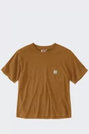 Koszulki sportowe damskie - Koszulka damska bawełniana z kieszonką Carhartt Lightweight Crewneck brązowy - miniaturka - grafika 1