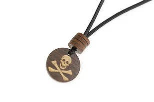 Wisiorek Czaszka Drewnian Jolly Roger Brąz - Wisiorki - miniaturka - grafika 1