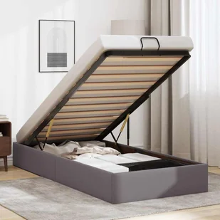 vidaXL Rama łóżka otomana bez materaca, szara, 100x200 cm, ekoskóra - Łóżka - miniaturka - grafika 1