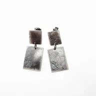 Kolczyki - Meteory podwójne szare małe - kolczyki srebrne - miniaturka - grafika 1