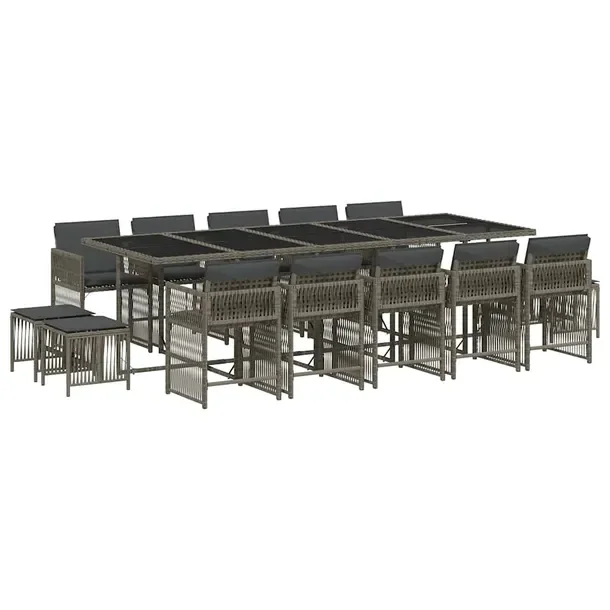 Zestaw mebli ogrodowych szary rattan PE 275 x 106 x 73 cm