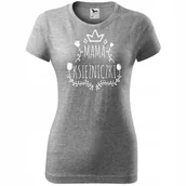 Koszulki i topy damskie - Damska Koszulka na Dzień Mamy Mama księżniczki na Prezent dla Mamy Urodziny ciemnoszary melanż XXL - miniaturka - grafika 1