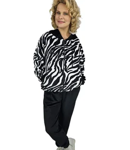 Dres spodnie bluza komplet welurowy zebra LEA-L/XL - Spodnie sportowe damskie - miniaturka - grafika 1