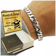 Bransolety męskie - ﻿Srebrna Bransoleta Męska Pancerka 8mm/20cm Diamentowana 925 Grawer GRATIS - miniaturka - grafika 1