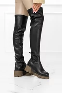 Kozaki damskie - Czarne kozaki skórzane za kolano na platformie z elastyczną cholewką PRODUKT POLSKI Casu 70123-36 - miniaturka - grafika 1