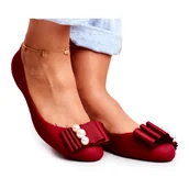 Baleriny - LU BOO Gumowe Balerinki Meliski Kokardy Czerwone Joleen - miniaturka - grafika 1