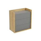 Komody - Komoda 3S Hikora Naturalna / Szary Przykurzony Mobius Halmar Szary Przykurzony, Hikoria Naturalna - miniaturka - grafika 1