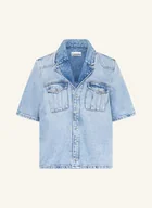 Bluzki damskie - Ganni Bluzka Jeansowa blau - miniaturka - grafika 1