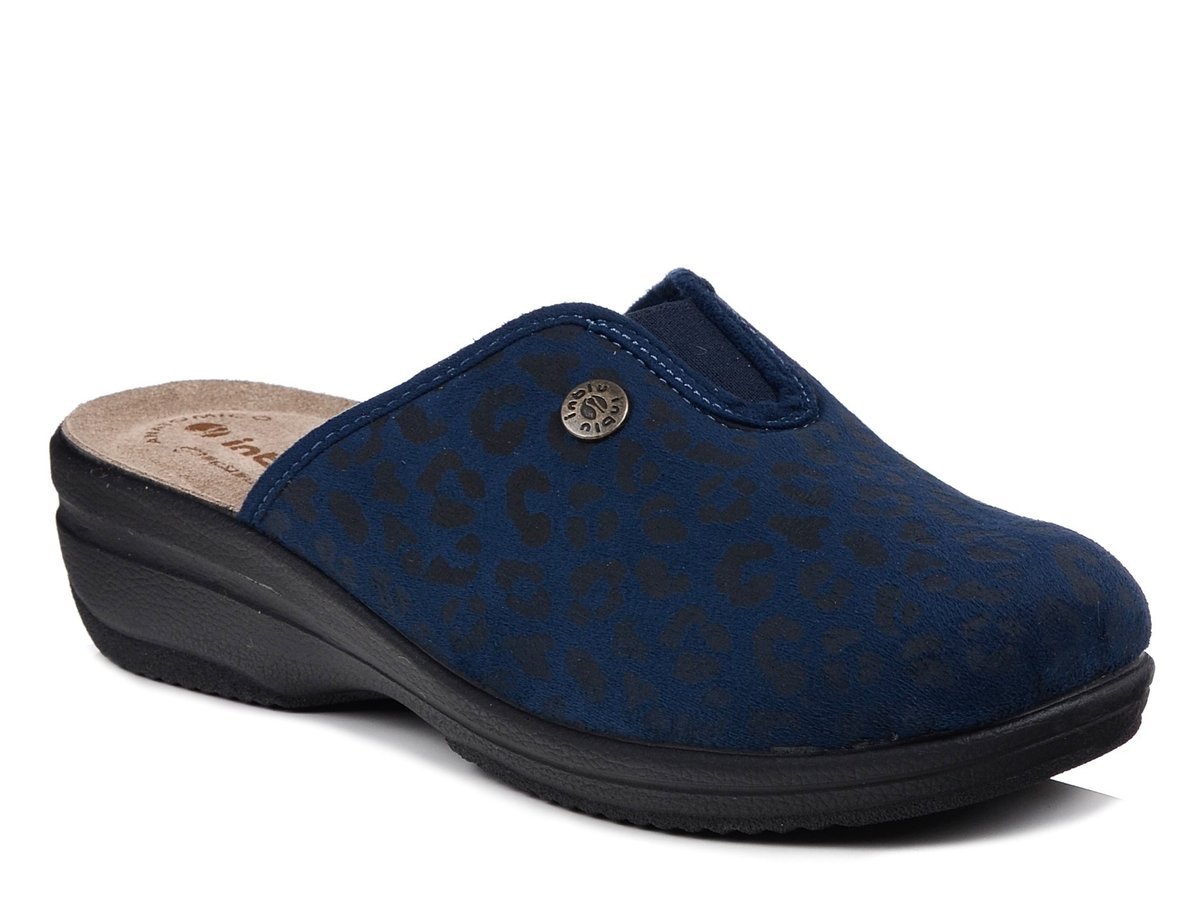 Kapcie damskie granatowe Inblu LV-16 pantofle domowe zakryte na koturnie-37