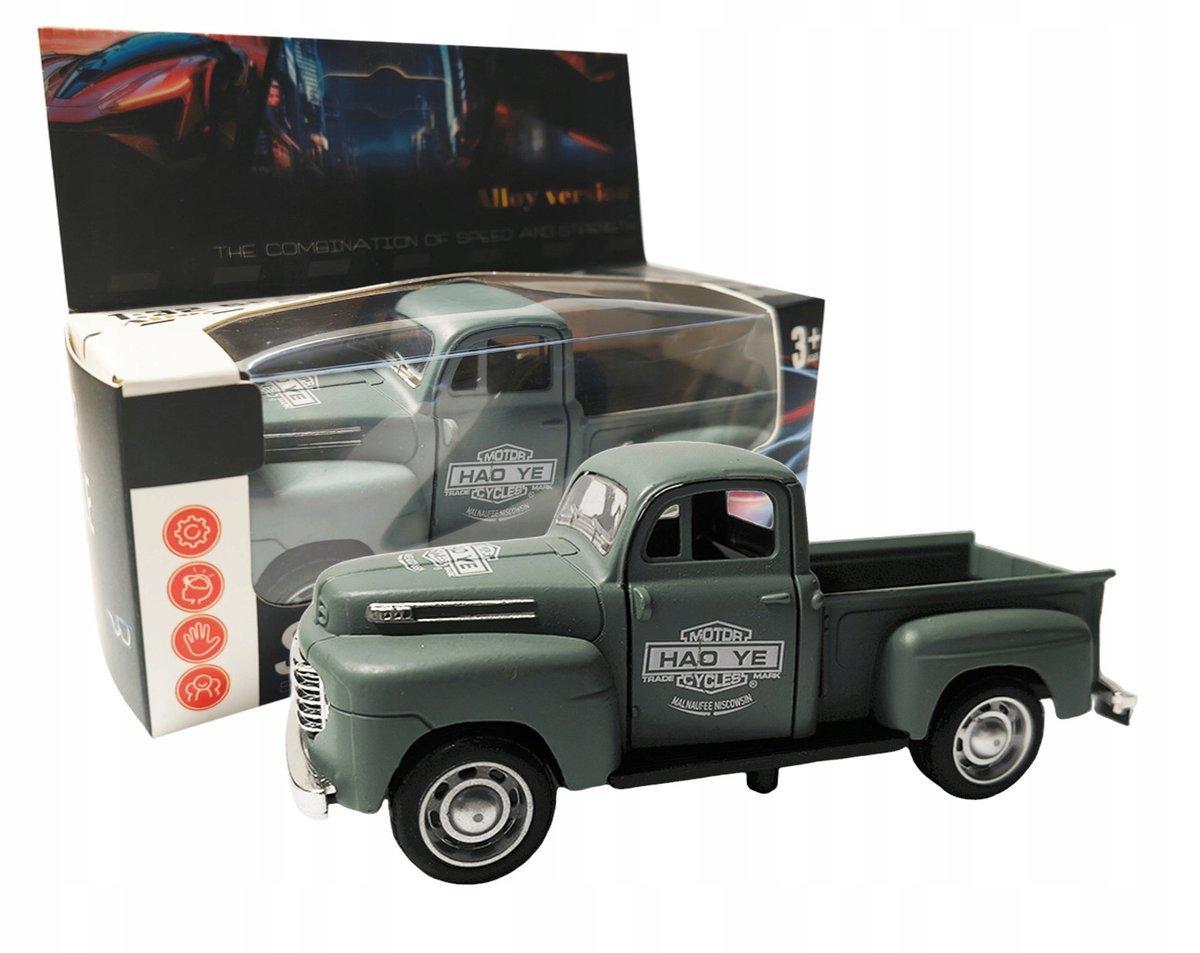 Auto Vintage PickUp Metalowy Szczegółowe Detale Napęd Pull-Back Kolory