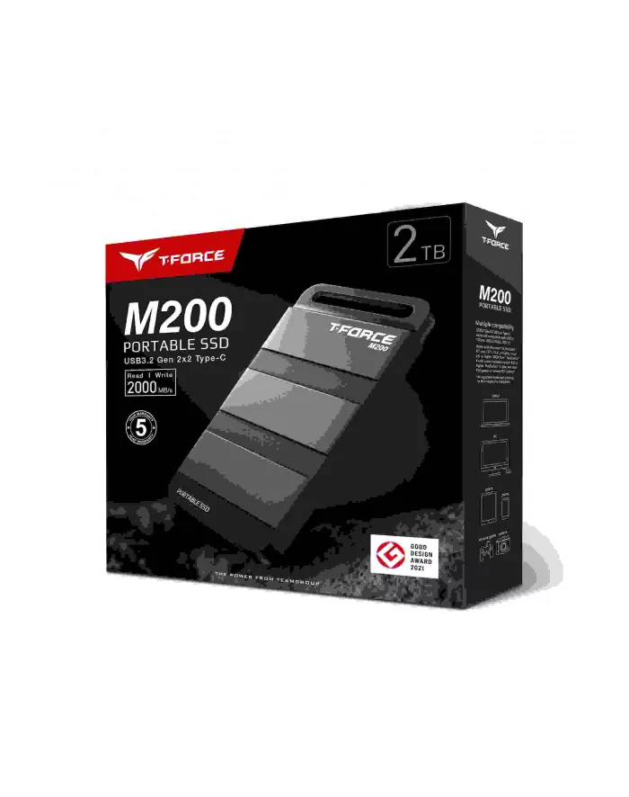 Team Group M200 Portable SSD 2 TB, External SSD (Kolor: CZARNY, USB-C 3.2 Gen 2x2 (20 Gbit/s))