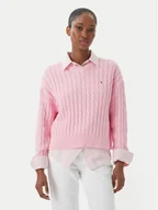 Swetry damskie - Tommy Hilfiger Sweter WW0WW48433 Różowy jasny Regular Fit - miniaturka - grafika 1
