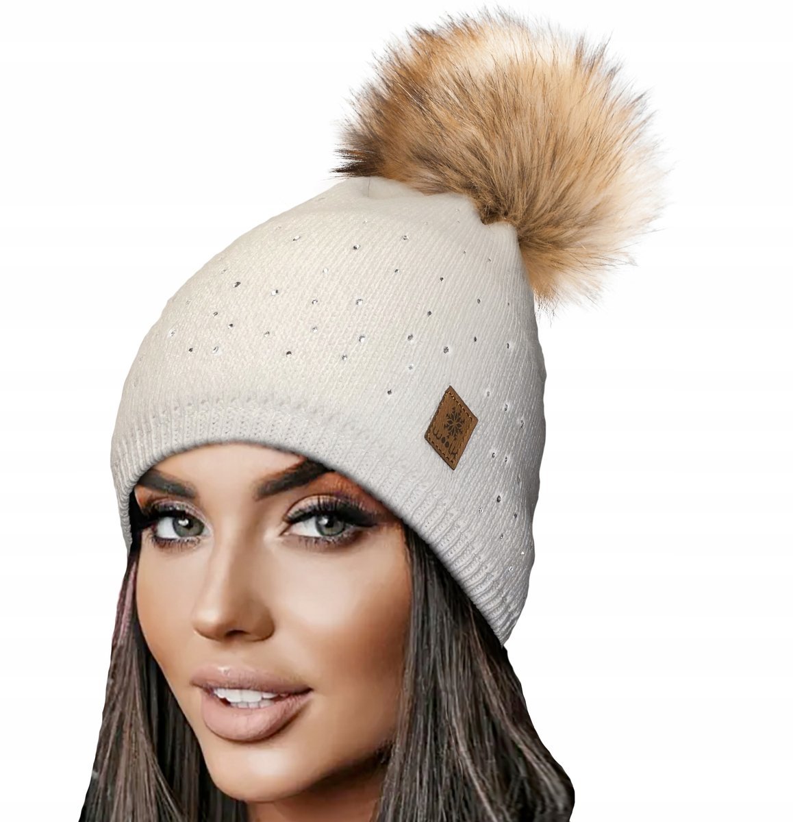 Zimowa CZAPKA CIEPŁA pompon i polar Woolk Verona