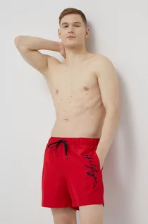 Kąpielówki męskie - Tommy Hilfiger szorty kąpielowe kolor czerwony - grafika 1