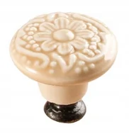 Klamki - Gałka meblowa porcelanowa fi 35 mm beżowa GPORB35 - miniaturka - grafika 1