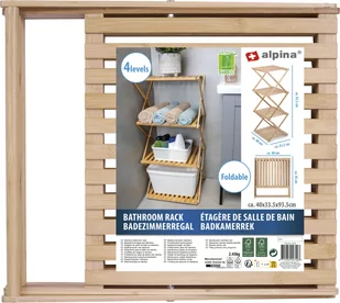 Regał łazienkowy bambusowy składany ALPINA 93cm - Środki do kuchni i łazienki - miniaturka - grafika 2