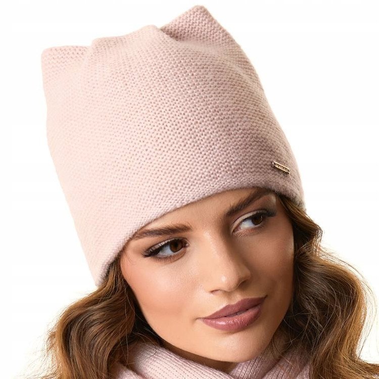 Czapka zimowa damska KITTY Pudrowy róż