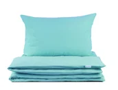 Pościel dla dzieci - Pościel niemowlęca 90x120 bawełniana miętowa z plecaczkiem - miniaturka - grafika 1