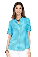 Koszule damskie - Bonateks Koszula damska 100% len Made in Italy Azur/White Rozmiar: M, Azur/Biały, M - miniaturka - grafika 1