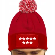 Czapki damskie - Czerwona Czapka Zimowa Z Pomponem ***** *** Ciepła Na Prezent Wzory - miniaturka - grafika 1