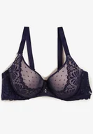 Biustonosze - Granatowy Biustonosz Full Cup Pokryty Koronką Hiacinthia - Renee - miniaturka - grafika 1