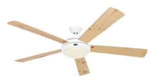 Wentylator sufitowy z oświetleniem i pilotem Tium 162 cm Biały Łopatki buk/sosna - Wentylatory sufitowe - miniaturka - grafika 1