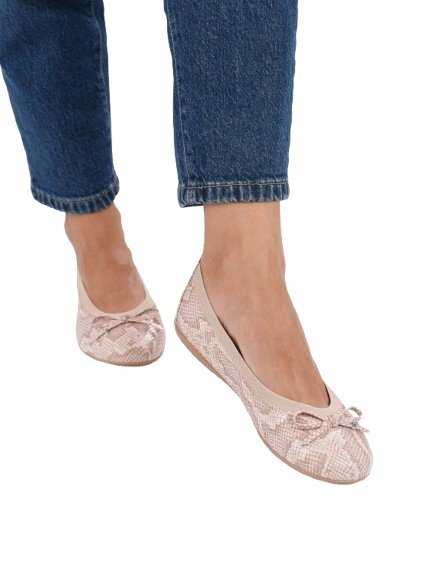 Chattawak Baleriny Ze Skórą Damskie Różowa Z Kokardką 37 J1A